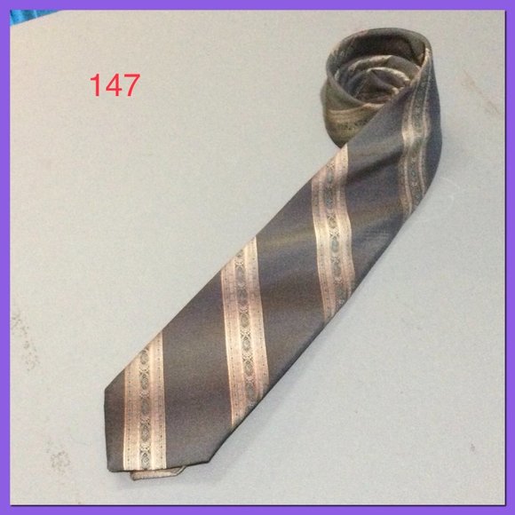 Vtg Patterned Stripe Tie_147 - Picture 6 of 6
